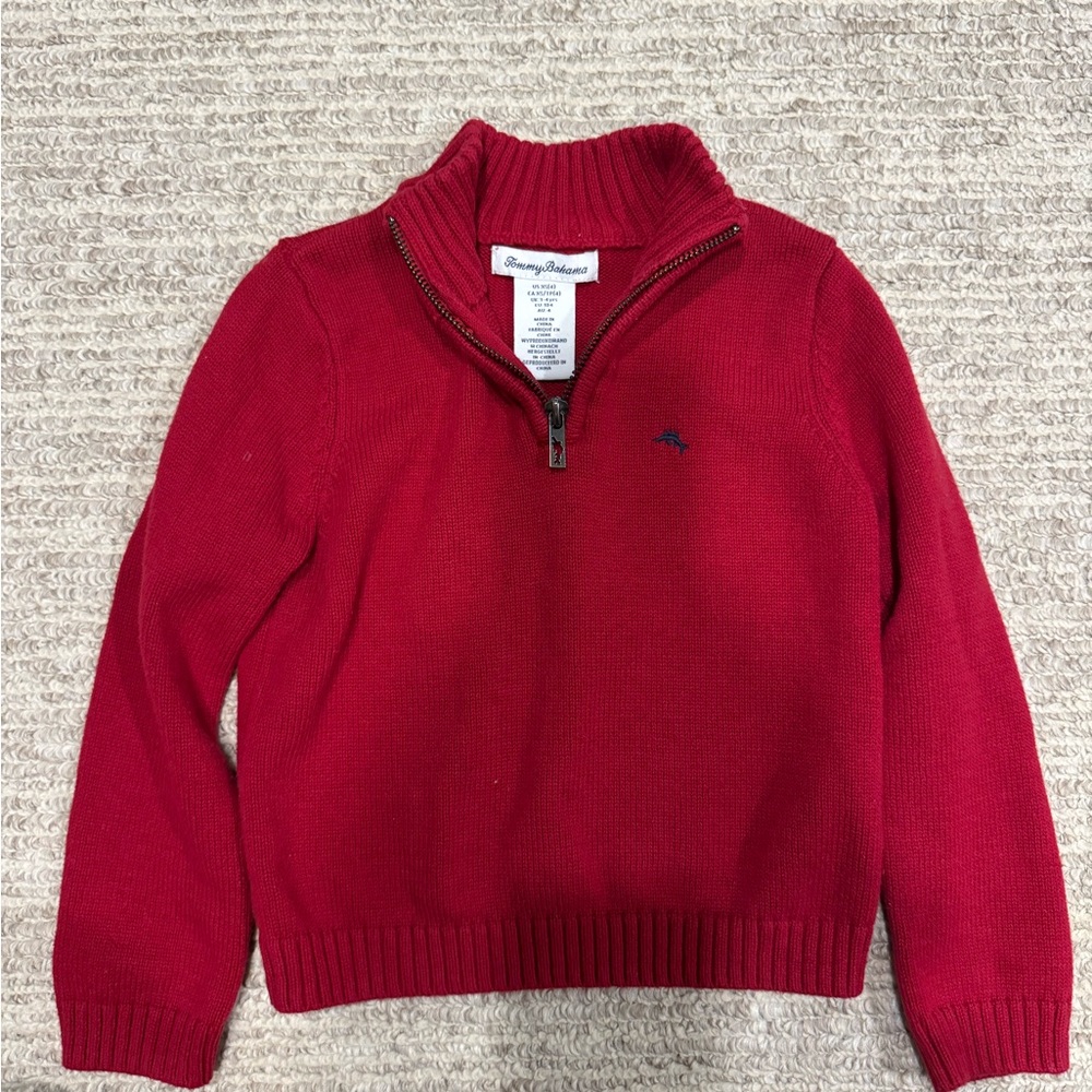 Tommy Bahama Boys Red Quarter-Zip Sweater - Picture 3 of 5